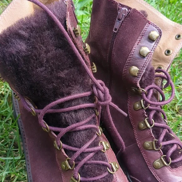 Lucky Brand Ilianna Raisin Leather Womens Ankle Boots Size 9.5 100% Wool - Picture 8 of 8